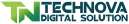 Techonova brand logo with a vibrant gradient of lime green to dark blue, symbolizing innovation and growth.